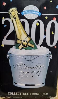 VTG 1999 Clay Art Millennium 2000 Champagne Ice Bucket Cookie Jar #8846 Rare MIB